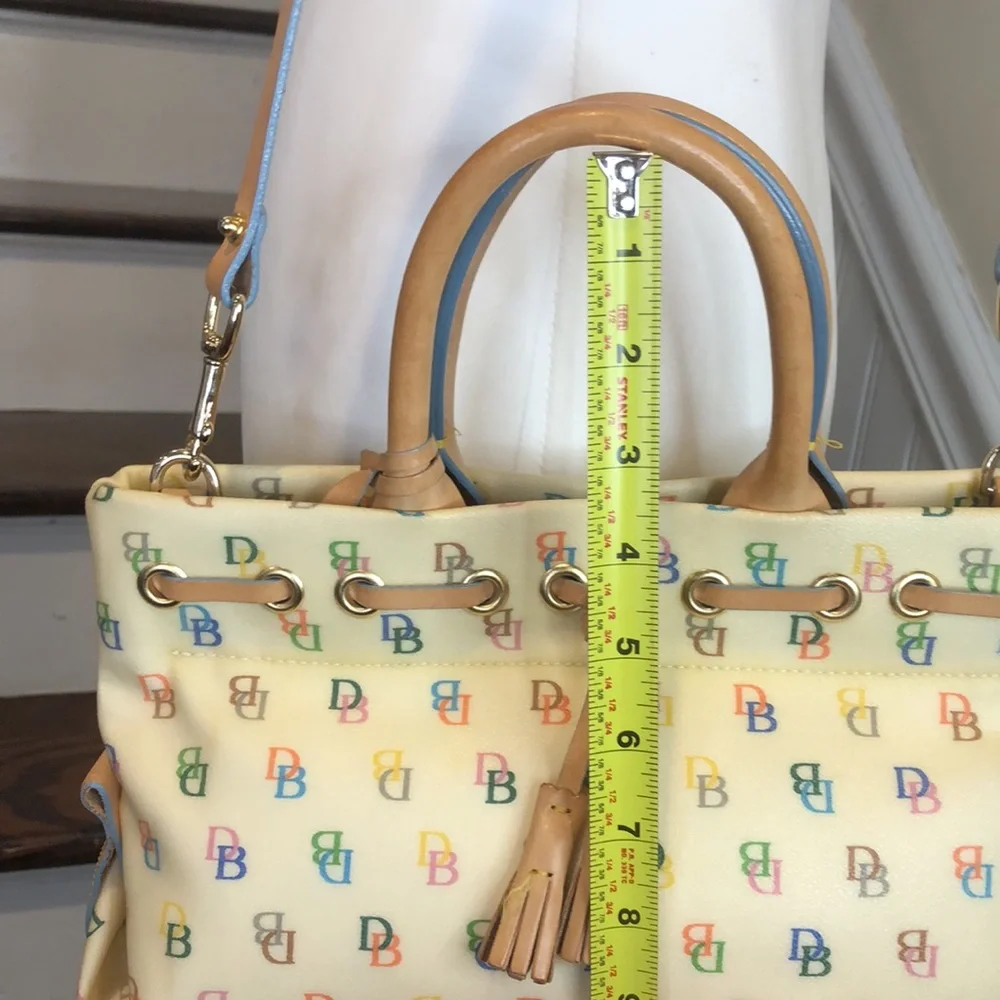 DOONEY & BOURKE Rainbow Zipper Monogram Logo Leather Tote Crossbody Shoulder Bag